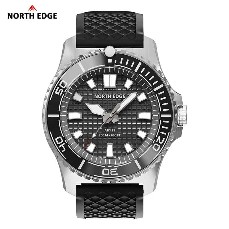 NORTH EDGE ABYSS Solar-Powered Watch for Men 316L Stainless Steel Case