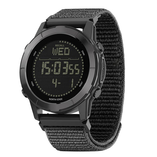NORTH EDGE LITECORE Tactical Compass Digital Watch Men's Watch 45mm Zinc Alloy Bezel and Nylon Strap EL Backlight Calendar 50m Waterproof