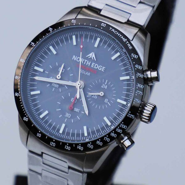 LONGWINGS Solar Powered Watch 316L Stainless Steel Case 50M Waterproof - NORTHEDGE