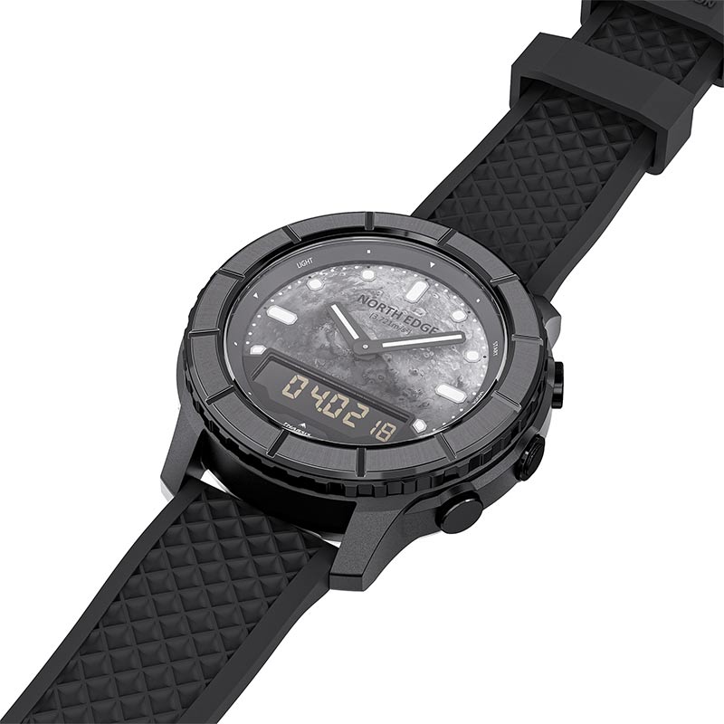 NORTH EDGE THARSIS Outdoor Tactical Digital Watch Carbon Fiber Case 304 Stainless Steel Bezel Barometer Altimeter Compass Temperature 50M Waterproof Men's Watch