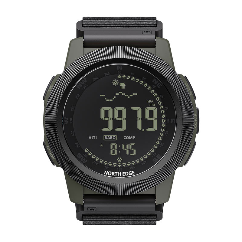 NORTH EDGE APACHE-CF Fiberglass case zinc alloy bezel outdoor tactical LCD digital watch military style compass altimeter barometer 50M waterproof