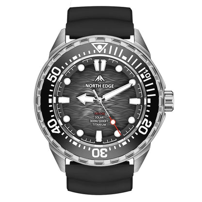 NORTH EDGE TRITON-TI Titanium Case Solar-Powered Diving Watch Luxury Quartz Men‘s Watch 300M Waterproof 180+ Day Power