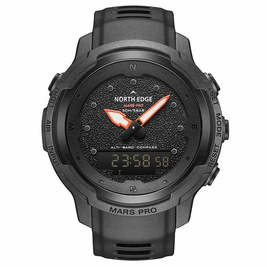 NORTH EDGE MARS PRO Carbon Fiber Outdoor Sports Watch Altimeter Barometer 50M Waterproof Men's Watch - NORTHEDGE