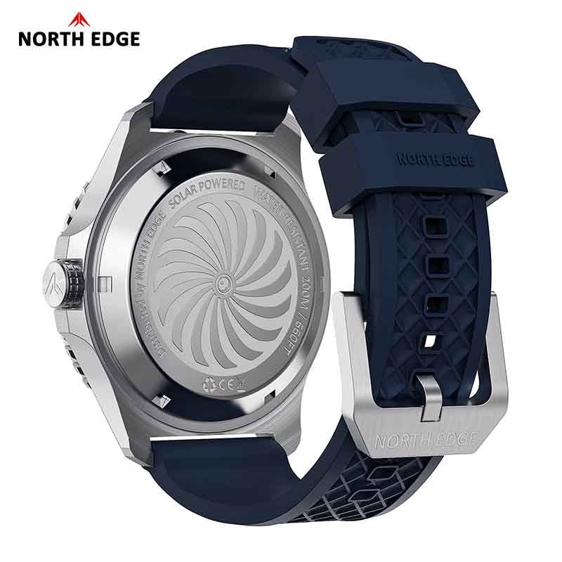 NORTH EDGE ABYSS Solar-Powered Watch for Men 316L Stainless Steel Case