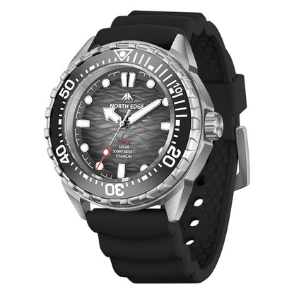 NORTH EDGE TRITON-TI Titanium Case Solar-Powered Diving Watch Luxury Quartz Men‘s Watch 300M Waterproof 180+ Day Power