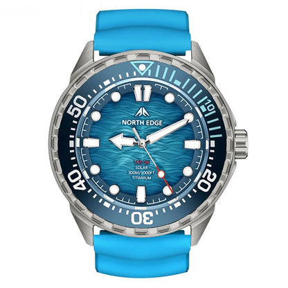 NORTH EDGE TRITON-TI Titanium Case Solar-Powered Diving Watch Luxury Quartz Men‘s Watch 300M Waterproof 180+ Day Power