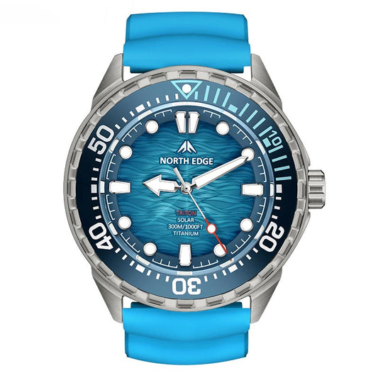 NORTH EDGE TRITON-TI Titanium Case Solar-Powered Diving Watch Luxury Quartz Men‘s Watch 300M Waterproof 180+ Day Power