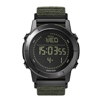 NORTH EDGE LITECORE Tactical Compass Digital Watch Men's Watch 45mm Zinc Alloy Bezel and Nylon Strap EL Backlight Calendar 50m Waterproof