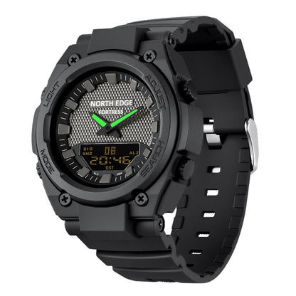 NORTH EDGE Tactical Digital Men's Watch Shockproof Case 50M Waterproof Dual Display Luminous Hands World Time Step Counter FORTERSS