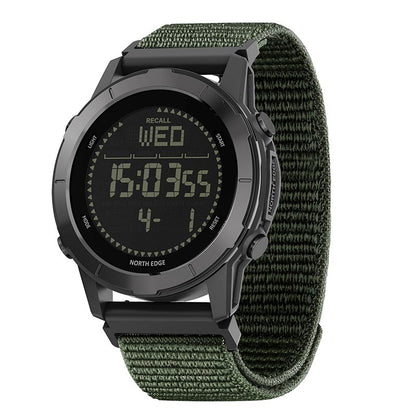 NORTH EDGE LITECORE Tactical Compass Digital Watch Men's Watch 45mm Zinc Alloy Bezel and Nylon Strap EL Backlight Calendar 50m Waterproof