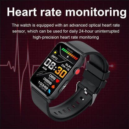 NORTH EDGE ECG+HRV Health Smartwatch For Men Blood Glucose Blood Pressure Blood Oxygen Body Temperature Sleep Mode Men's Watch Square Full Touch Screen Smart Watch ET620