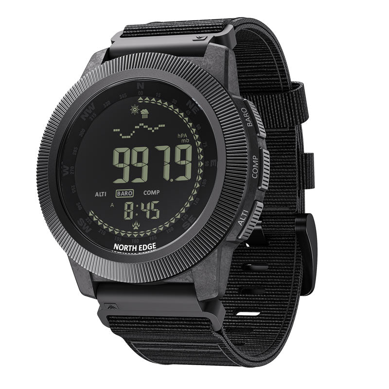 NORTH EDGE APACHE-CF Carbon fiber case zinc alloy bezel outdoor tactical LCD digital watch military style compass altimeter barometer 50M waterproof