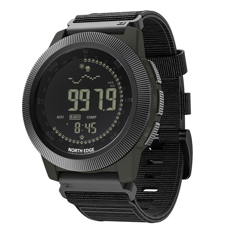 NORTH EDGE APACHE-CF Carbon fiber case zinc alloy bezel outdoor tactical LCD digital watch military style compass altimeter barometer 50M waterproof