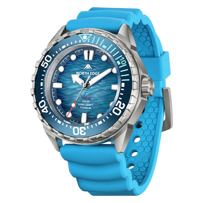 NORTH EDGE TRITON-TI Titanium Case Solar-Powered Diving Watch Luxury Quartz Men‘s Watch 300M Waterproof 180+ Day Power