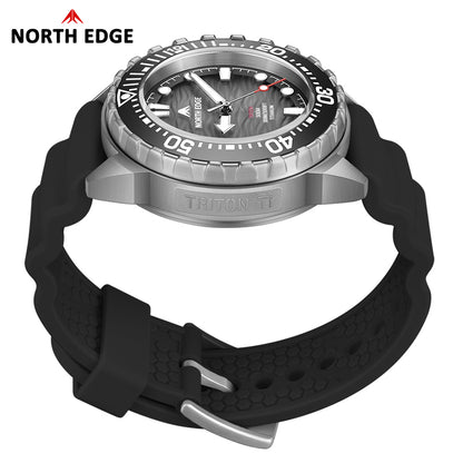 NORTH EDGE TRITON-TI Titanium Case Solar-Powered Diving Watch Luxury Quartz Men‘s Watch 300M Waterproof 180+ Day Power