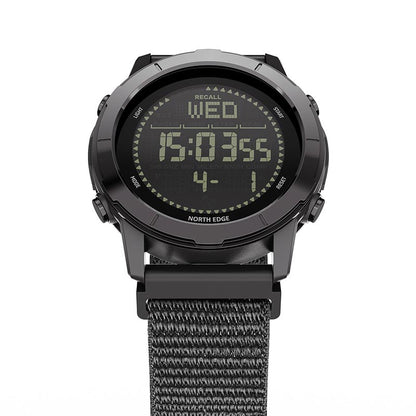 NORTH EDGE LITECORE Tactical Compass Digital Watch Men's Watch 45mm Zinc Alloy Bezel and Nylon Strap EL Backlight Calendar 50m Waterproof
