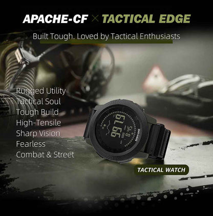 NORTH EDGE APACHE-CF Carbon fiber case zinc alloy bezel outdoor tactical LCD digital watch military style compass altimeter barometer 50M waterproof