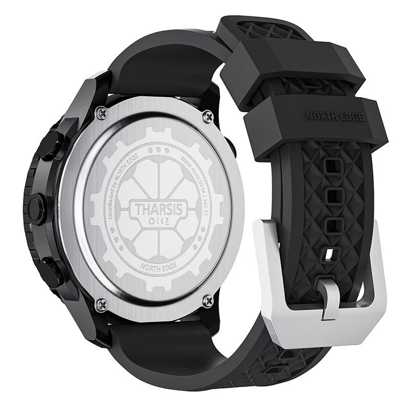NORTH EDGE THARSIS Outdoor Tactical Digital Watch Carbon Fiber Case 304 Stainless Steel Bezel Barometer Altimeter Compass Temperature 50M Waterproof Men's Watch