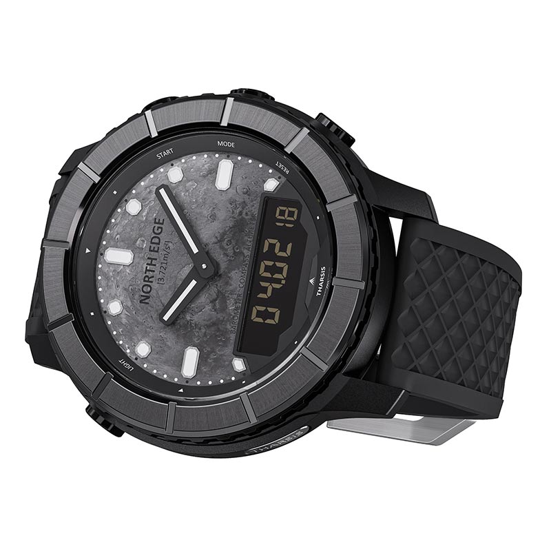 NORTH EDGE THARSIS Outdoor Tactical Digital Watch Carbon Fiber Case 304 Stainless Steel Bezel Barometer Altimeter Compass Temperature 50M Waterproof Men's Watch