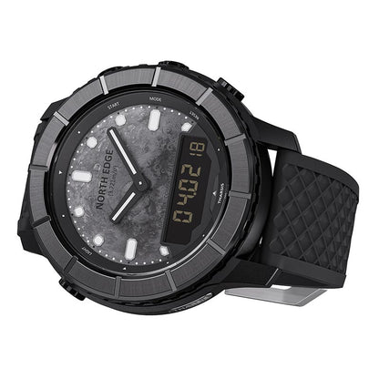 NORTH EDGE THARSIS Outdoor Tactical Digital Watch Carbon Fiber Case 304 Stainless Steel Bezel Barometer Altimeter Compass Temperature 50M Waterproof Men's Watch