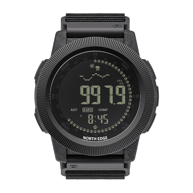 NORTH EDGE APACHE-CF Carbon fiber case zinc alloy bezel outdoor tactical LCD digital watch military style compass altimeter barometer 50M waterproof