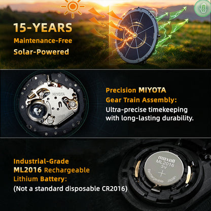 NORTH EDGE TRITON-TI Titanium Case Solar-Powered Diving Watch Luxury Quartz Men‘s Watch 300M Waterproof 180+ Day Power