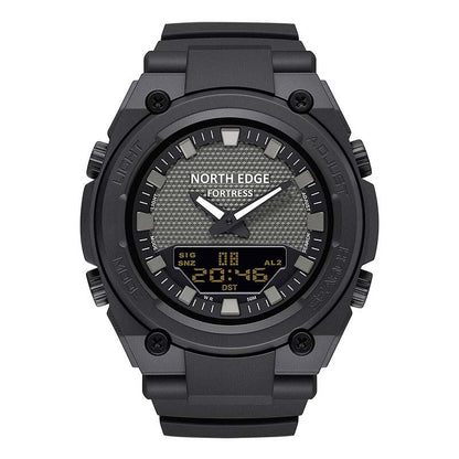 NORTH EDGE Tactical Digital Men's Watch Shockproof Case 50M Waterproof Dual Display Luminous Hands World Time Step Counter FORTERSS