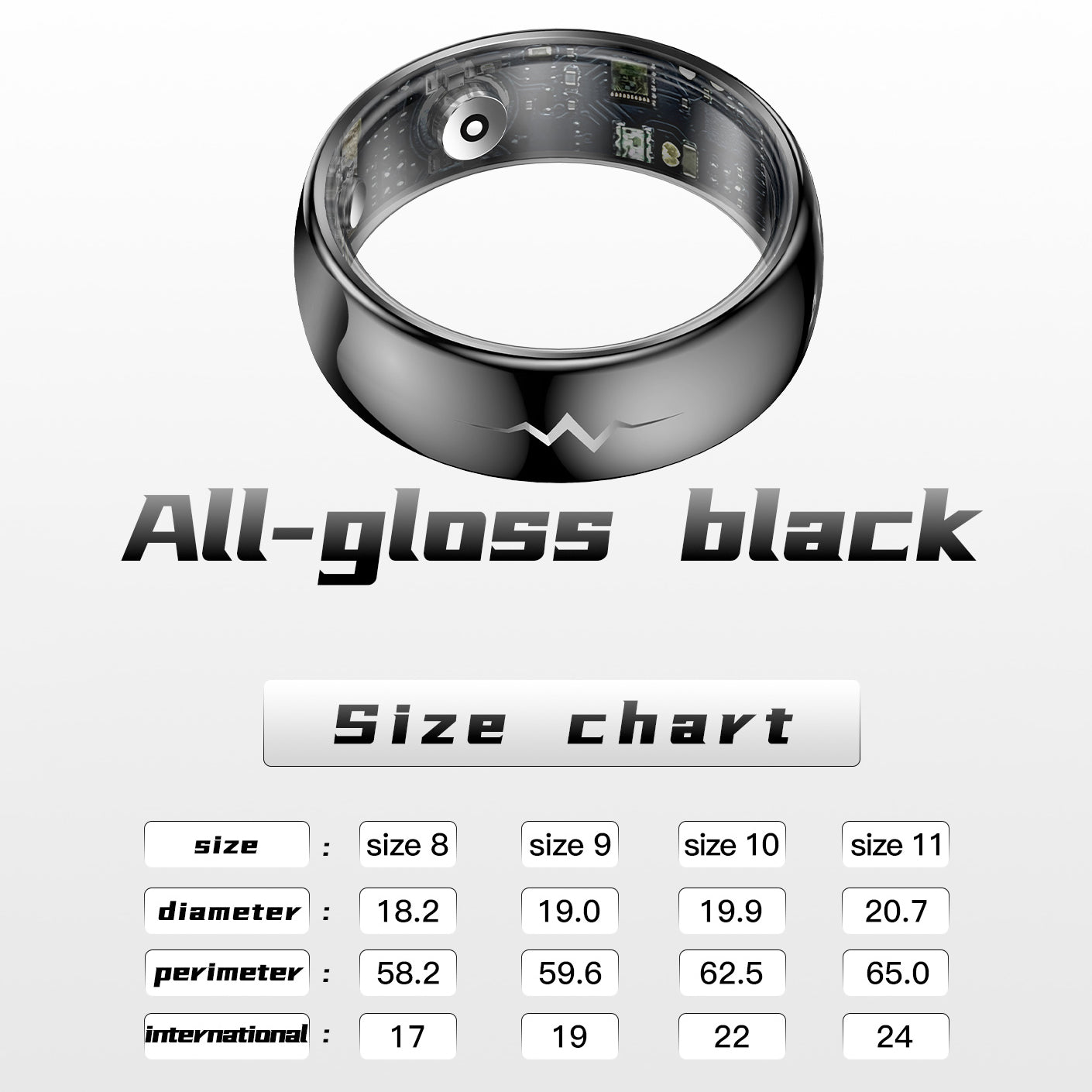 NORTH EDGE Q520 ECG measurement Smart ring 5ATM waterproof Exercise monitoring Blood oxygen measurement Body temperature measurement - NORTHEDGE