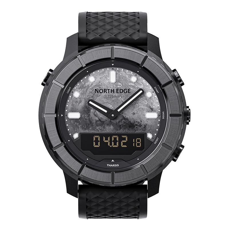 NORTH EDGE THARSIS Outdoor Tactical Digital Watch Carbon Fiber Case 304 Stainless Steel Bezel Barometer Altimeter Compass Temperature 50M Waterproof Men's Watch