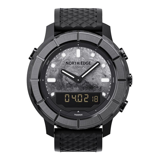 NORTH EDGE THARSIS Outdoor Tactical Digital Watch Carbon Fiber Case 304 Stainless Steel Bezel Barometer Altimeter Compass Temperature 50M Waterproof Men's Watch